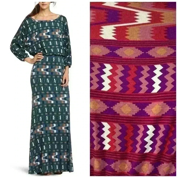 Rachel Pally Maxi Dress Small Boho Southwest Print Jersey Long Sleeve Festival - Picture 12 of 12